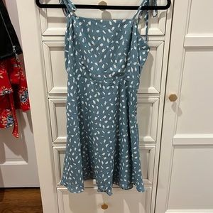 Blueish Green Dress with White Polka Dots